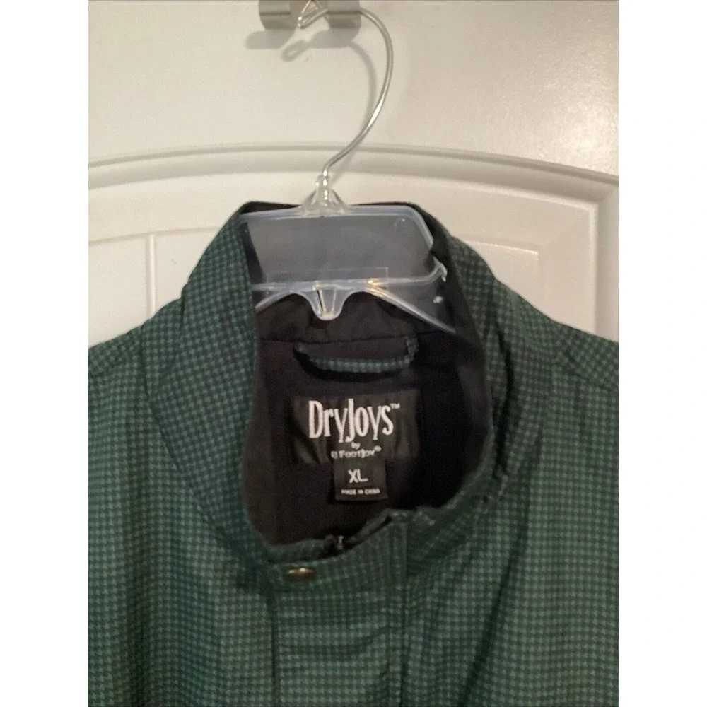 FootJoy DryJoys Mens Quarter Zip Jacket Size XL Green Houndstooth Rain Wind Golf - Picture 2 of 3